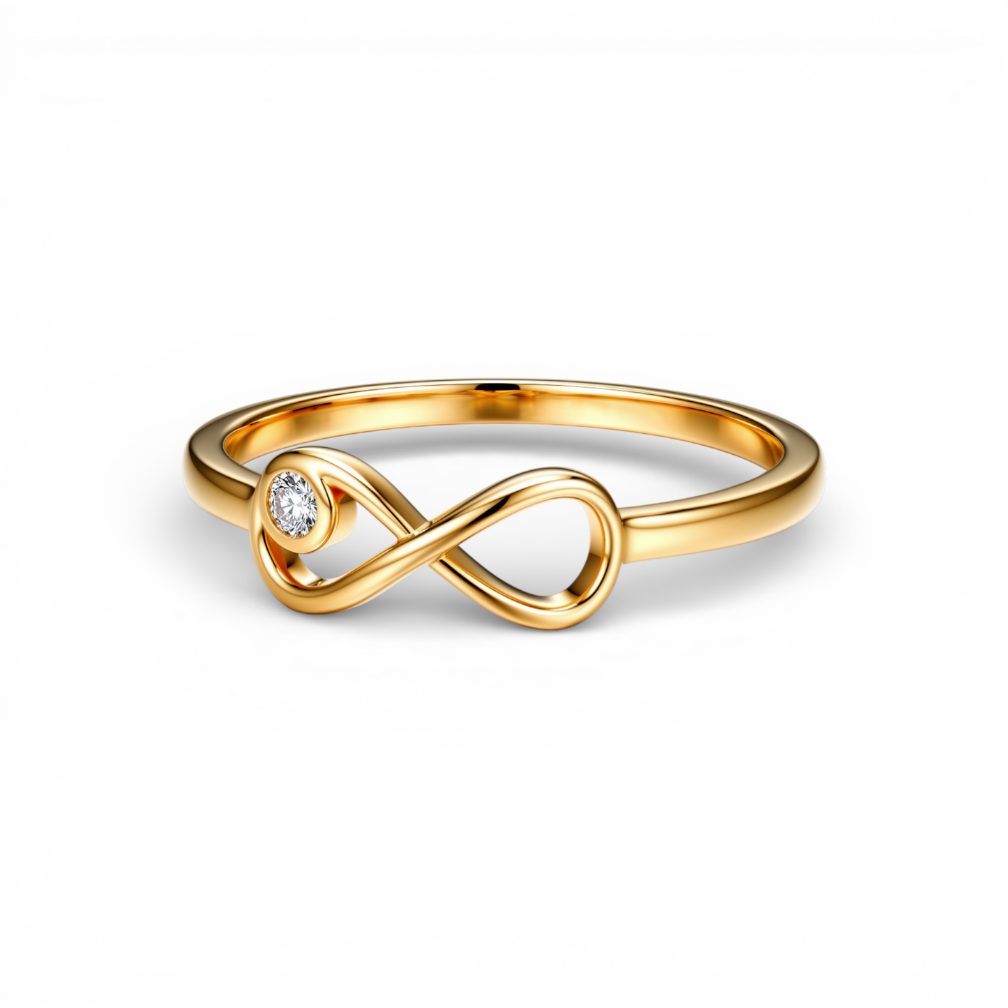 10K Yellow Gold Infinity Women's Ring with Cz / Size: 8.5 / Weight: 1.2 GR / DQWR0IF-1