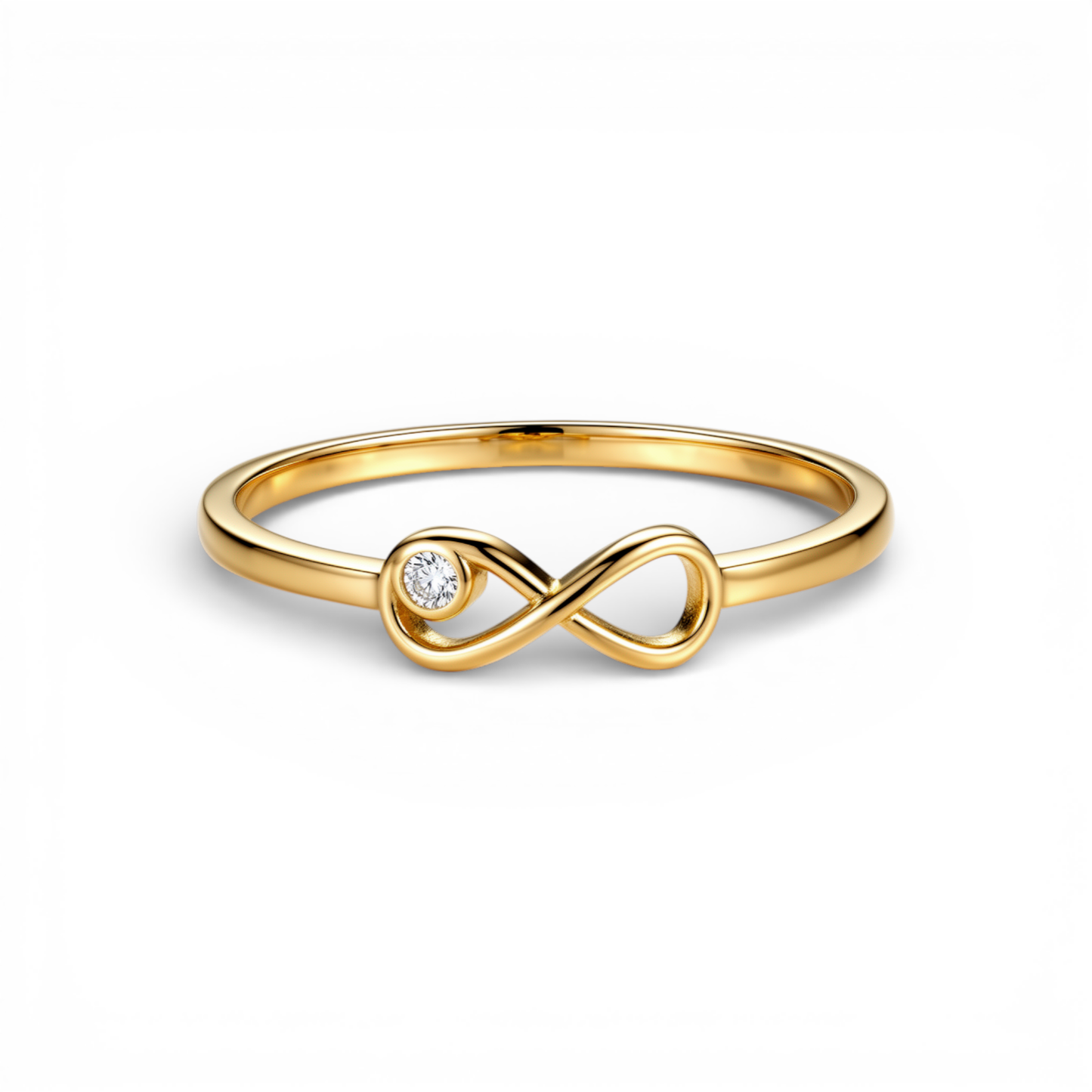 10K Yellow Gold Infinity Women's Ring with Cz / Size: 8.5 / Weight: 1.2 GR / DQWR0IF-1