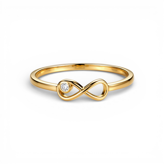10K Yellow Gold Infinity Women's Ring with Cz / Size: 8.5 / Weight: 1.2 GR / DQWR0IF-1