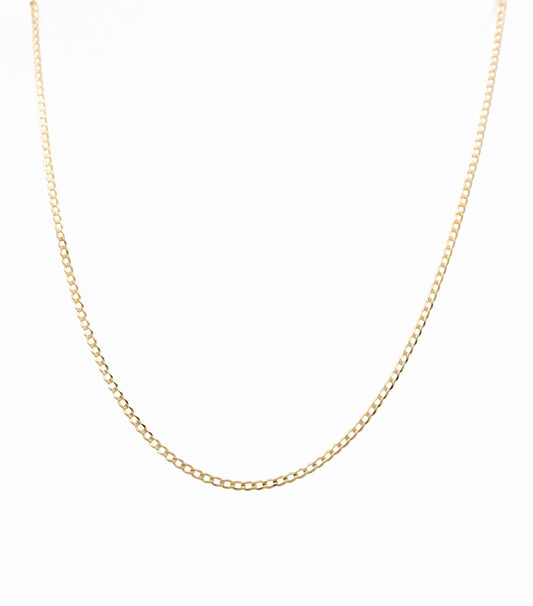10K Yellow Gold Flat Curb Chain / Size: 2.5mm 16" / Weight: 3.5 GR / FCCSCH0CB2.5-16