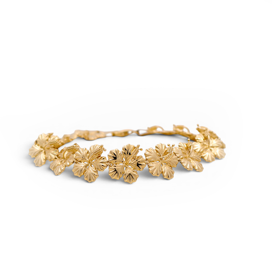 14K Yellow Gold Flower Women's Bracelet  / Size: 7 " / Weight: 8.2 GR / DQWB4FL