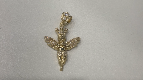 10K Yellow Gold Angel Pendant with Cz / Weight: 3.1GR / BCAPD0AN-1