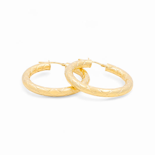 14K Yellow Gold Women's Fashion Hoops Earrings / Size: 3.5mmx25mm / Weight: 3.3 GR / 240-00820