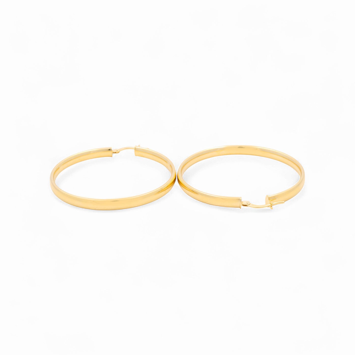 14K Yellow Gold Plane Women's Hoops Earrings / Size: 4mmx40mm / Weight: 4.4 GR / 240-00805