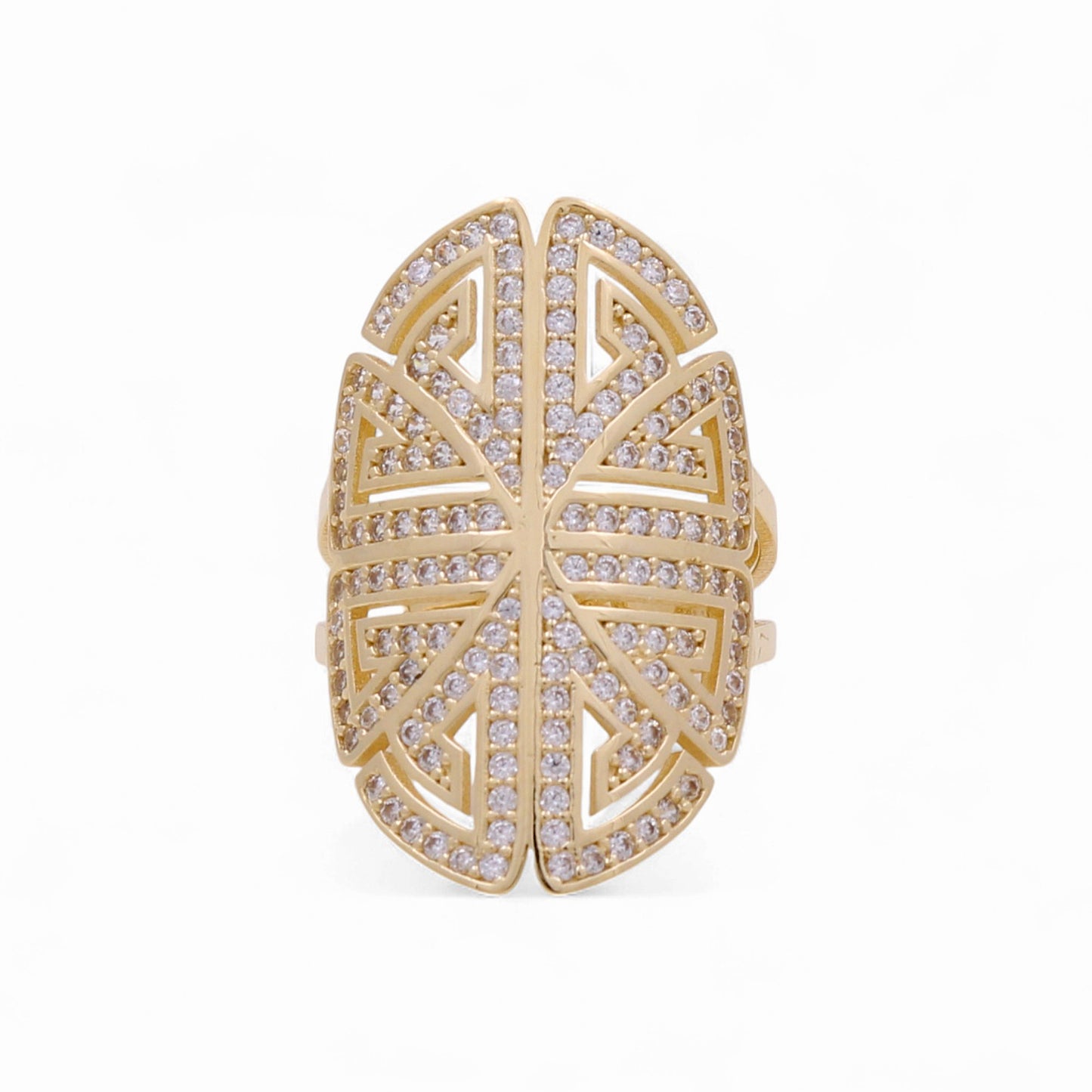 14K Yellow Gold Fashion Women's Ring with White Cz / Size: 8 / Weight: 5.1GR / CPWR4FS-15