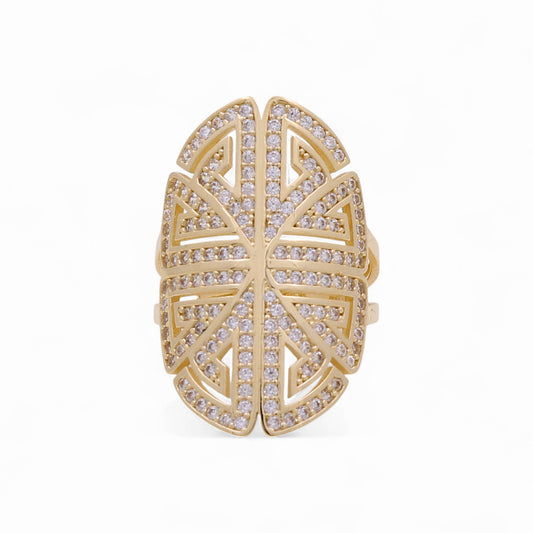 14K Yellow Gold Fashion Women's Ring with White Cz / Size: 8 / Weight: 5.1GR / CPWR4FS-15