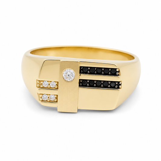 10K Yellow Gold Men's Ring with Cz Stone / Size: 10.5 / Weight: 3.9 GR / 602-00297