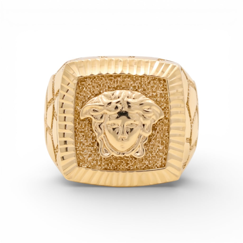 10K Yellow Gold SQ Medusa Men's Ring with Cz / Size: 11 / Weight: 5.9 GR / DQMR0VS-2