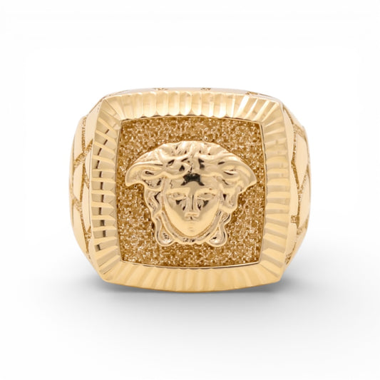 10K Yellow Gold SQ Medusa Men's Ring with Cz / Size: 11 / Weight: 5.9 GR / DQMR0VS-2