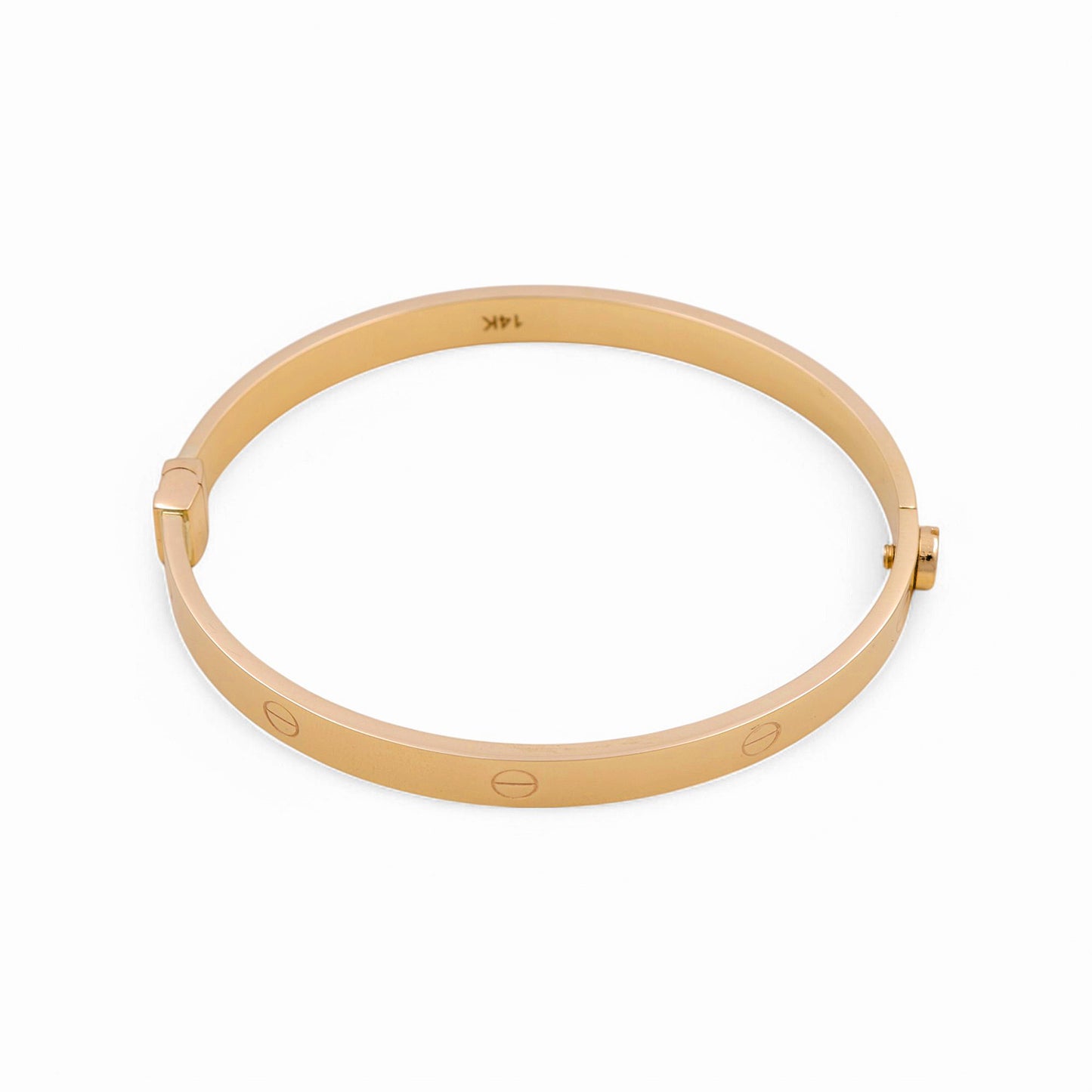14K Yellow Gold SemiSolid Fashion CT Bangle Bracelet / Weight: 10 GR / DOBB4CT