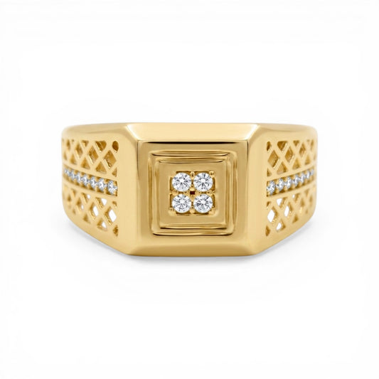 10K Yellow Gold Fashion Men's Ring with CZ/ Size: 10 / Weight: 3.5 GR / CLBMR0FS-3