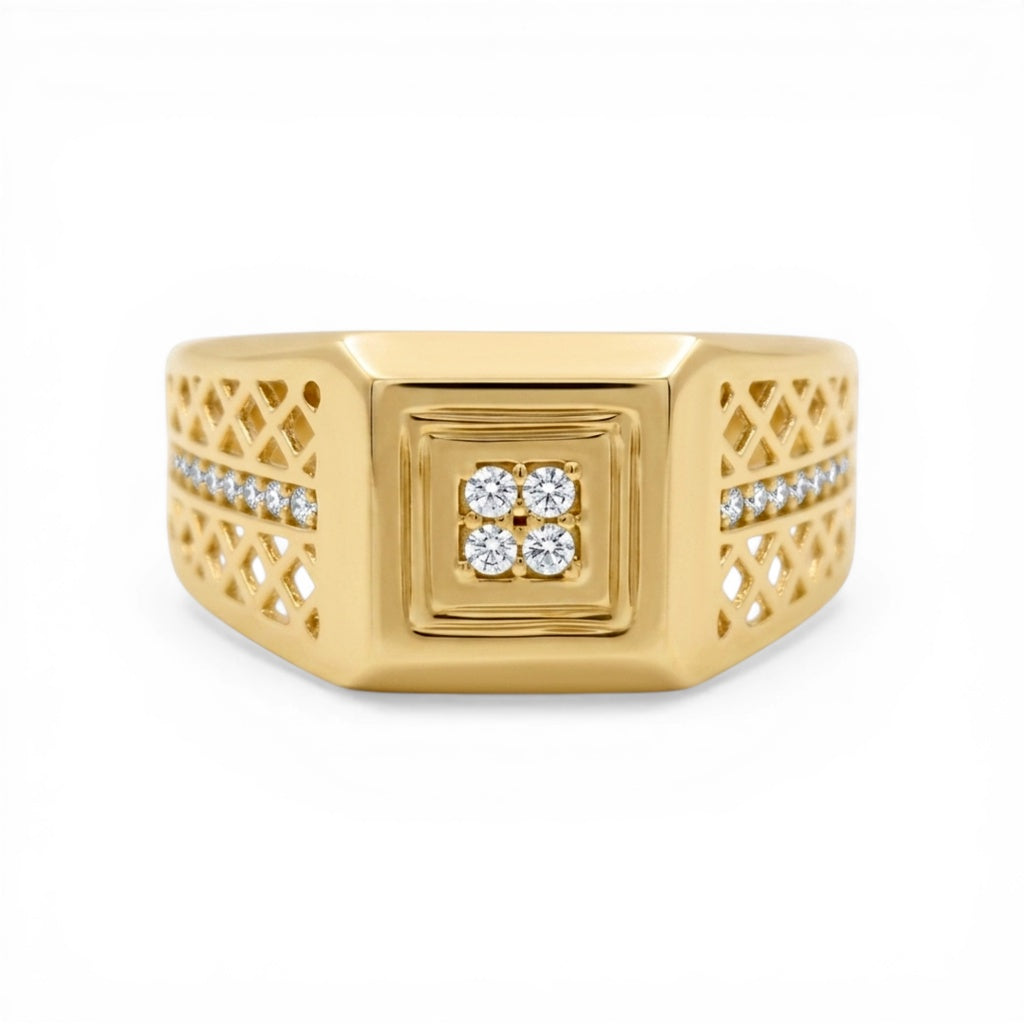 10K Yellow Gold Fashion Men's Ring with CZ/ Size: 10 / Weight: 3.5 GR / CLBMR0FS-3