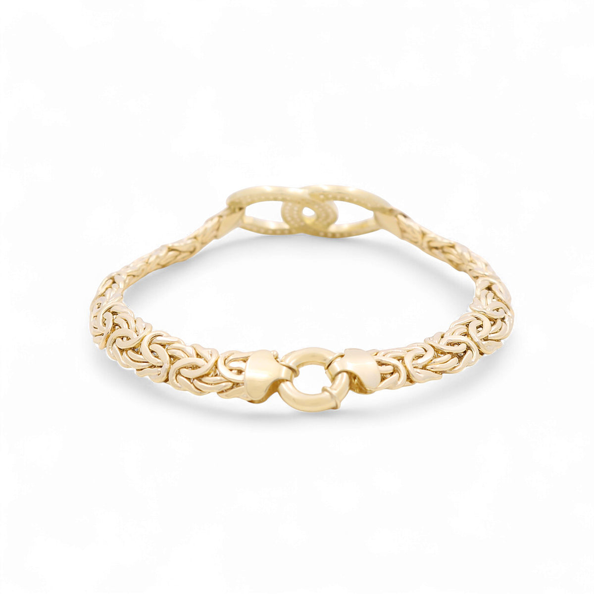 10K Yellow Gold Byzantine Women's Bracelet with CC and Cz / Size: 7.5" / Weight: 11GR / P10S-117