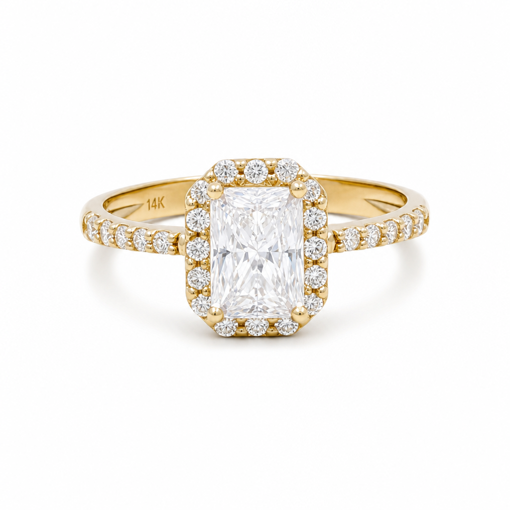 14K Yellow Gold Fashion Women's Rings with White Cz Stone / Size: 7 / Weight: 2.2 GR / 308-00137