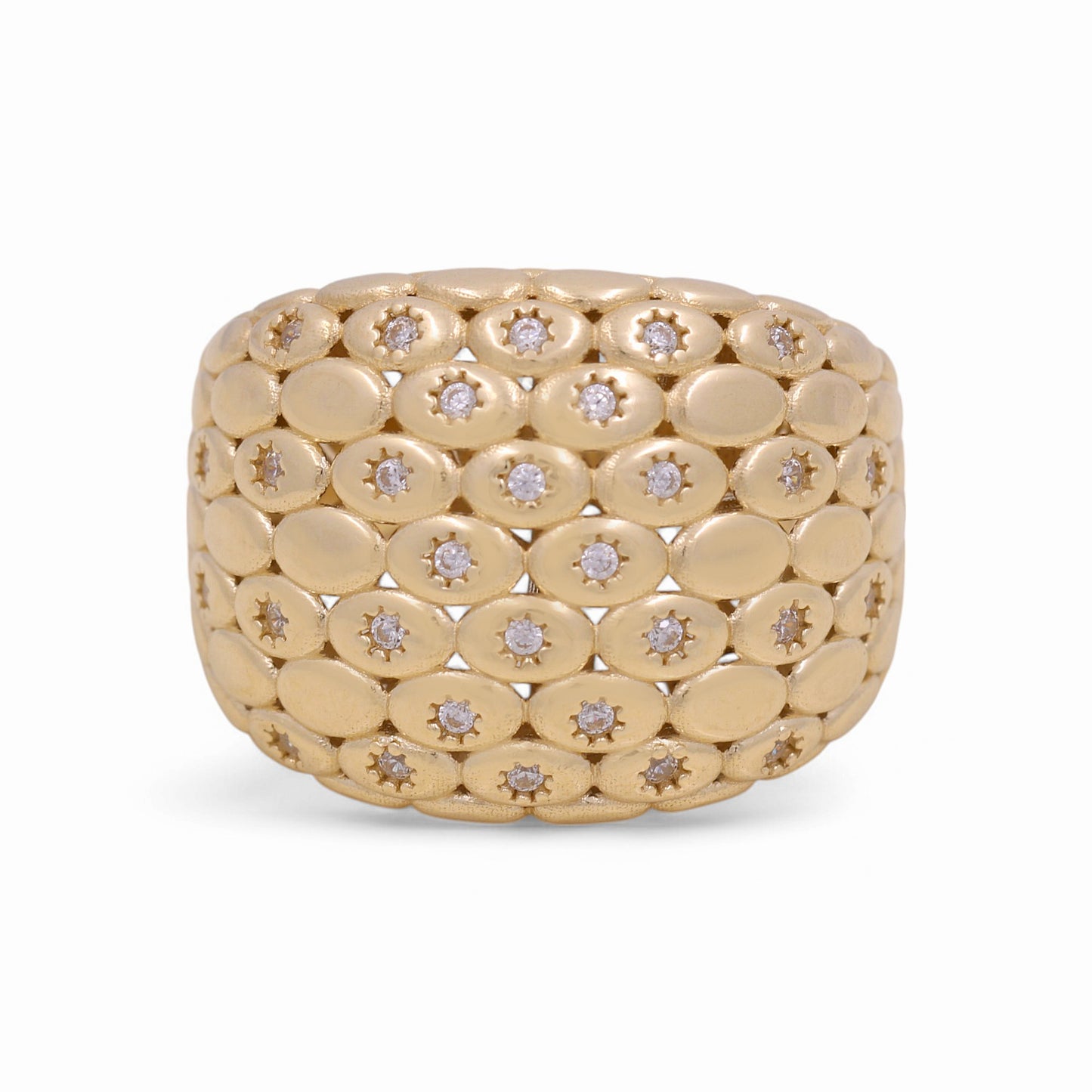 14K Yellow Gold Fashion Women's Ring with CZ / Size 7.5 / Weight 9.5 GR / DOWR4FS-4