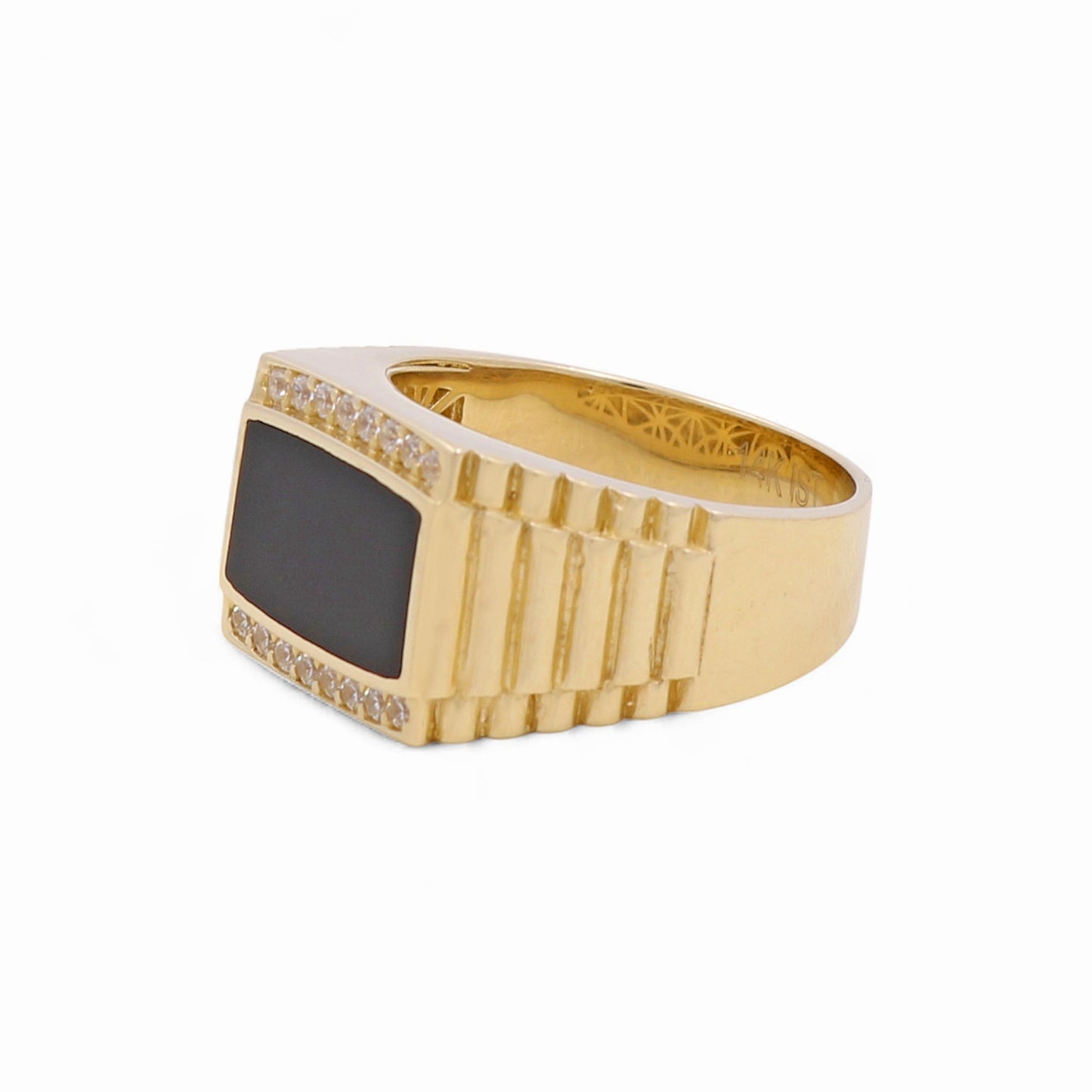 14K Yellow Gold Fashion Men’s Ring with Cz / Size 10 / Weight: 11 GR / DOMR4FS-4