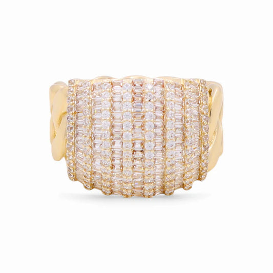 10K Yellow Gold Fashion Baguette Ring with White Stones / Size: 7 / Weight: 6.5GR / CQWR0FS-1