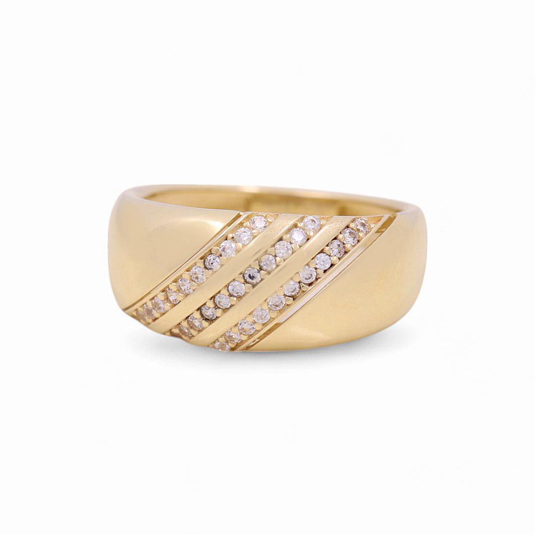 10K Yellow Gold Women's Fashion Ring with Cz / Size: 7 / Weight: 2.6 GR / Y23-42