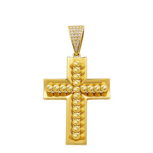 14k Yellow Gold Fashion Cross Pendant with Cz / Weight 5.3 GR / COPD4CSFS-2