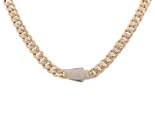 14K Yellow Gold Hollow Cuban Link Chain / CZ / Size: 16” / Weight: 15.6 GR / COCH4CL