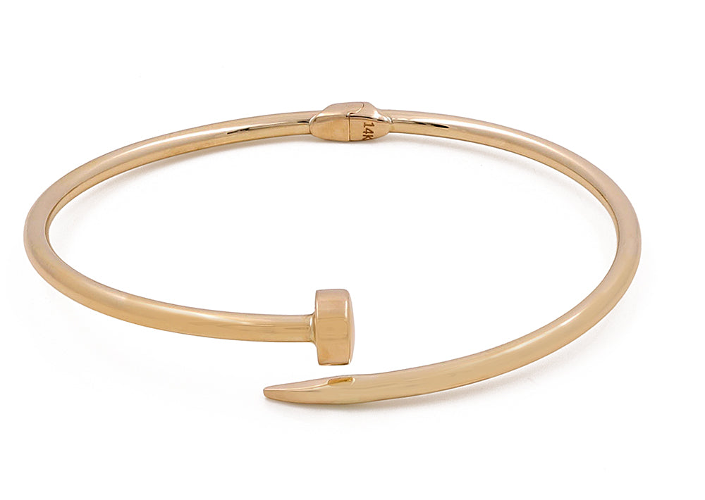 14K Yellow Gold Semisolid Nail Bangle Bracelet / Weight: 7.8 GR / COBB4CT-2