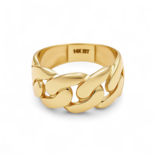 14K Yellow Gold Fashion Men's Ring with Chain / Size 12 / Weight: 7 GR / COMR4FS-79