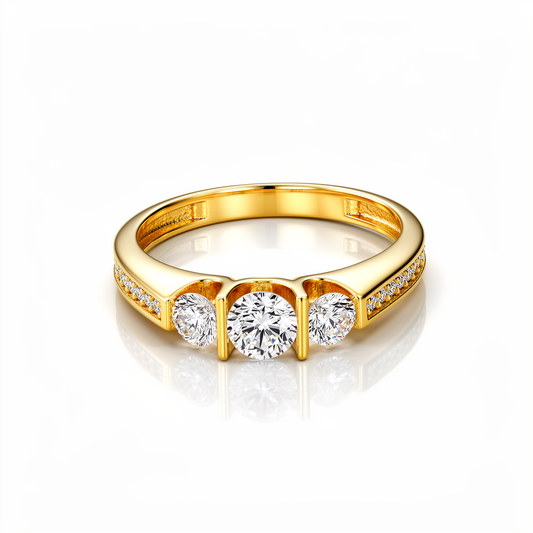 10K Yellow Gold Fashion Women's Ring with White Cz / Size: 7.5 / Weight: 2.1 GR / DQWR0FS-68