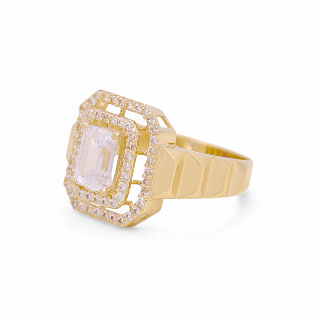 10K Yellow Gold Women's Fashion Ring with White Cz / Size: 7 / Weight: 2.5 GR / P53R-51