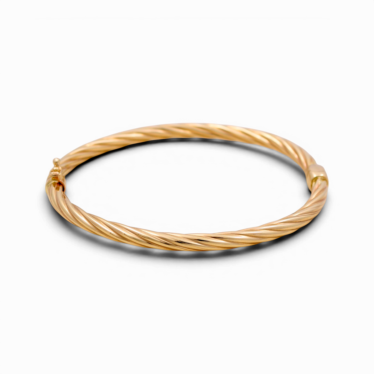 14K Yellow Gold SemiSolid Twist Bangle Bracelet / Weight: 9 GR / COBB4TR
