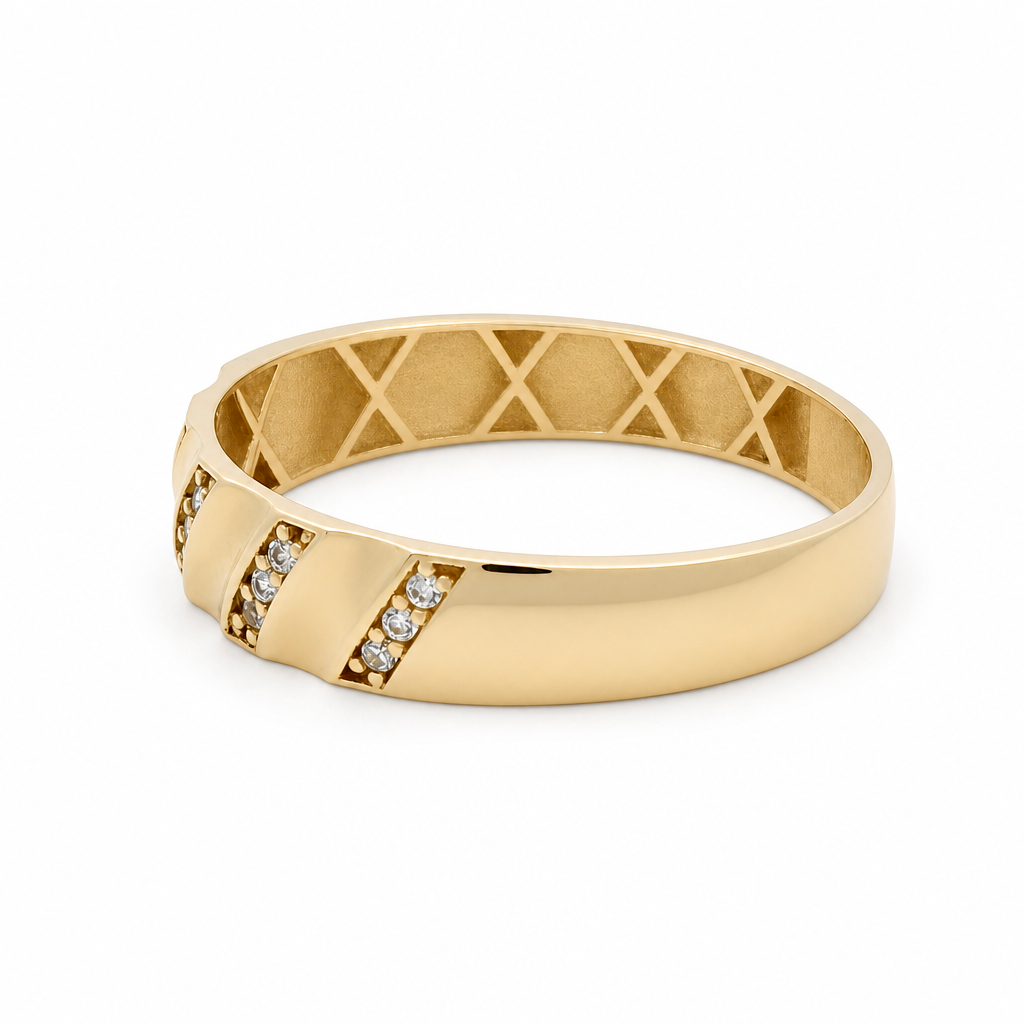 10K Yellow Gold Men’s Wedding Band / Stone: Cz / Size: 10.5 / Weight: 1.6 GR / CQMWB0BS-9