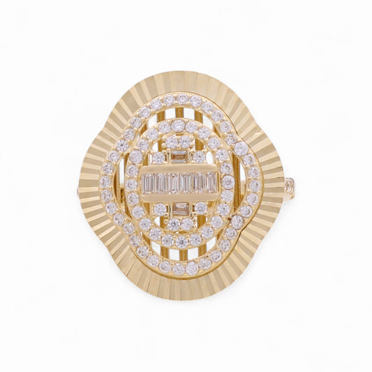 14K Yellow Gold Fashion Women's Ring with Cz / Size: 8 / Weight: 3.6 GR / DQWR4FS-18