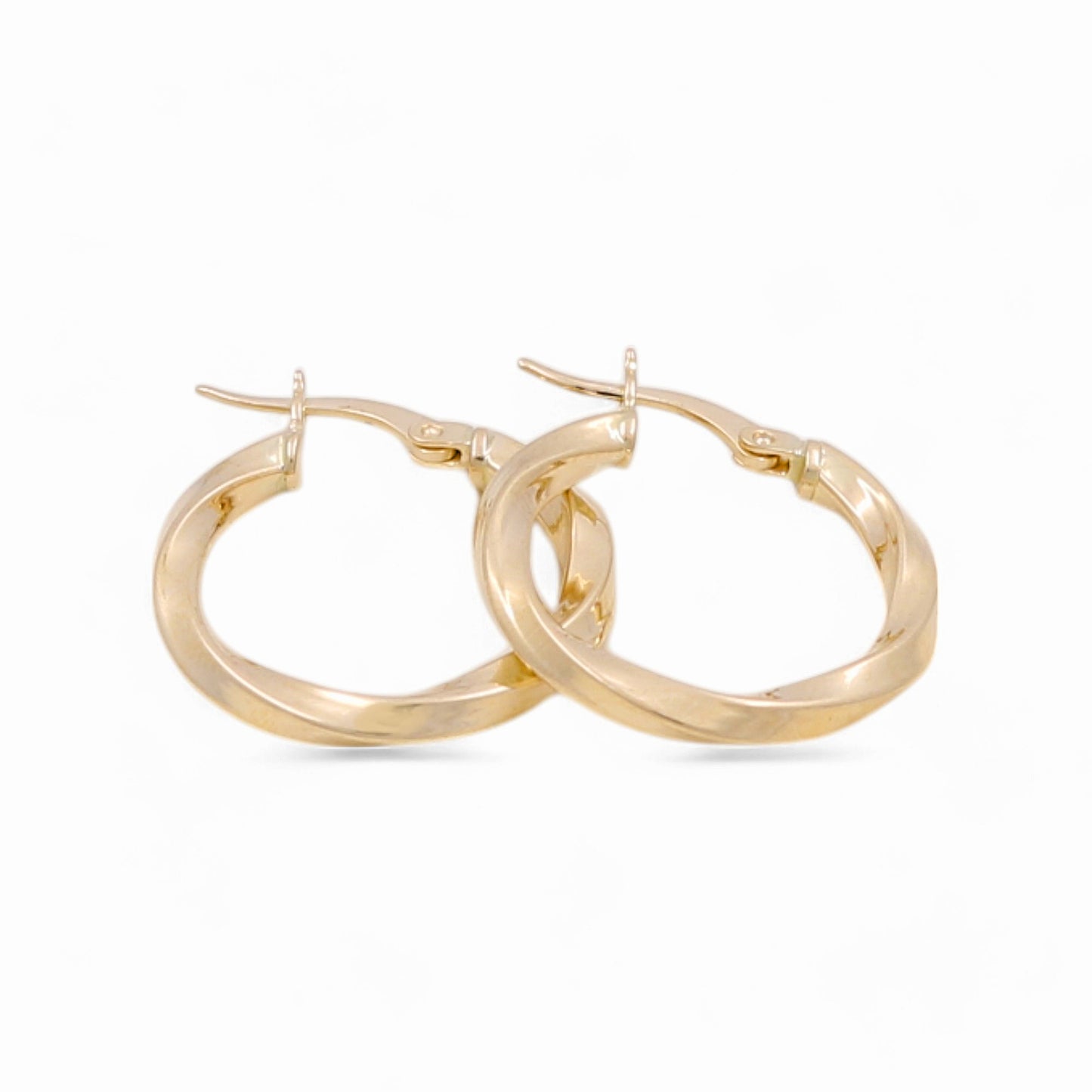 14K Yellow Gold Twist Hoops Earrings / Size: 2.5mm X 15.5mm / Weight:1.5 GR / KOEH4TR2.5x15.5