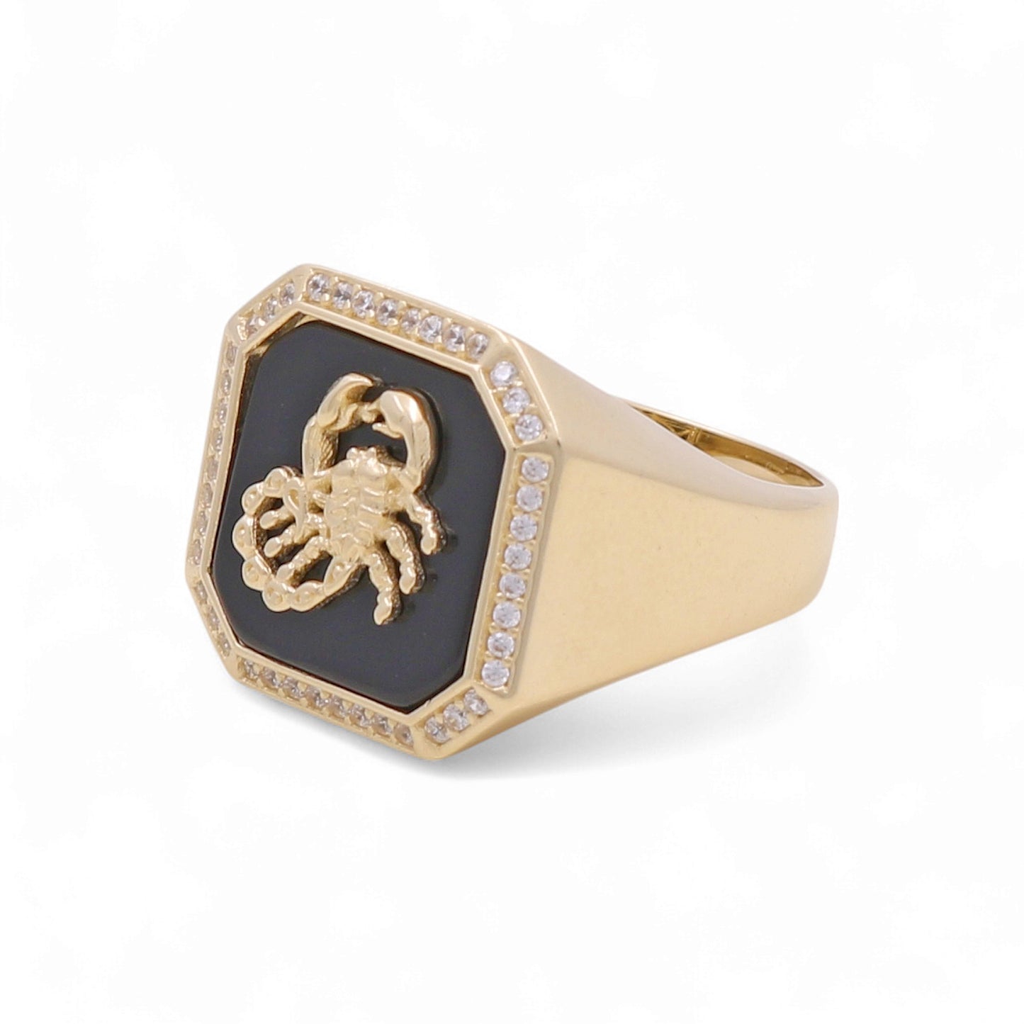 14K Yellow Gold Scorpion  Men’s Ring with Onyx Stone / Stone: Cz / Size 10 / Weight: 8.5 GR / CPMR4SP