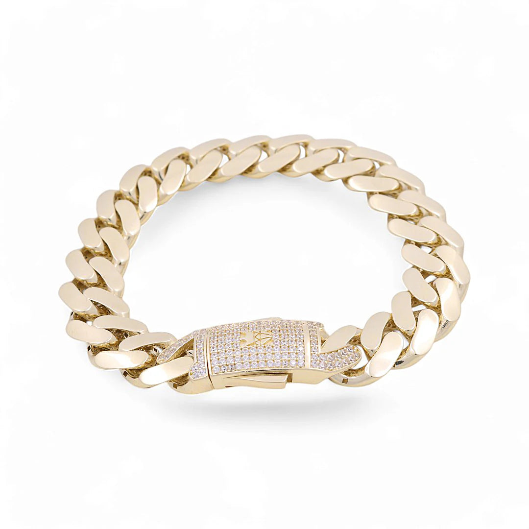 10K Yellow Gold Monaco Men's Bracelet / Stone: Cz / Size: 13mm 7.5" / Weight: 17.5 GR / COMB0MON13-8.5