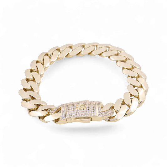 10K Yellow Gold Monaco Men's Bracelet / Stone: Cz / Size: 13mm 7.5" / Weight: 17.5 GR / COMB0MON13-8.5