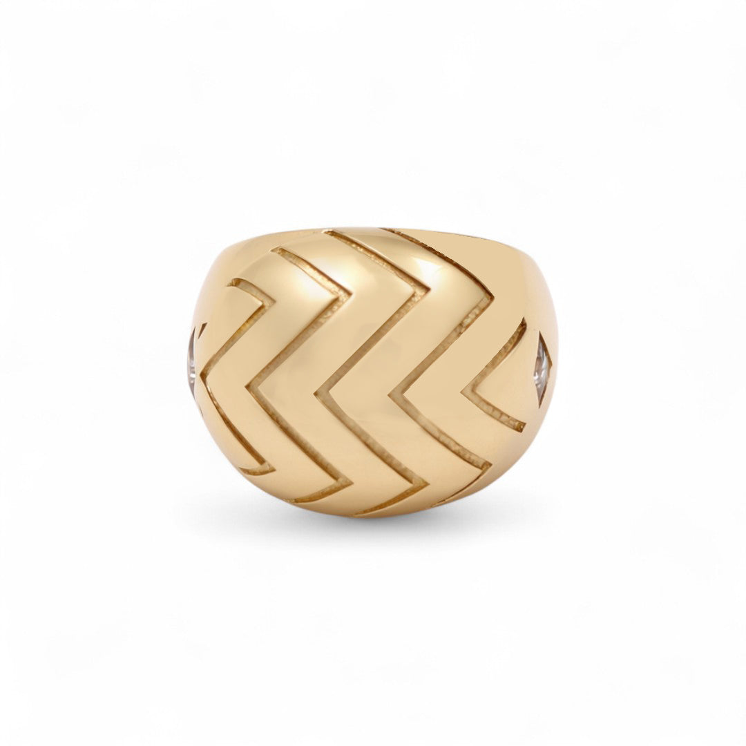 14K Yellow Gold Fashion Women's Ring with Cz / Size: 7 / Weight: 4.5 GR / COWR4FS-172
