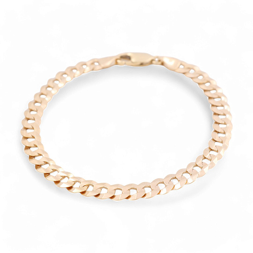14K Yellow Gold Solid Curb Bracelet / Size: 4.5mm 8" / Weight: 5 GR / FCEEMB4CB4.5-8