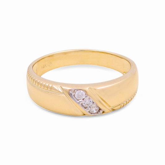 14K Yellow Gold Men’s Wedding Band / Stone: Cz / Size: 10 / Weight: 4.3 GR / KEEMWB4BS-7