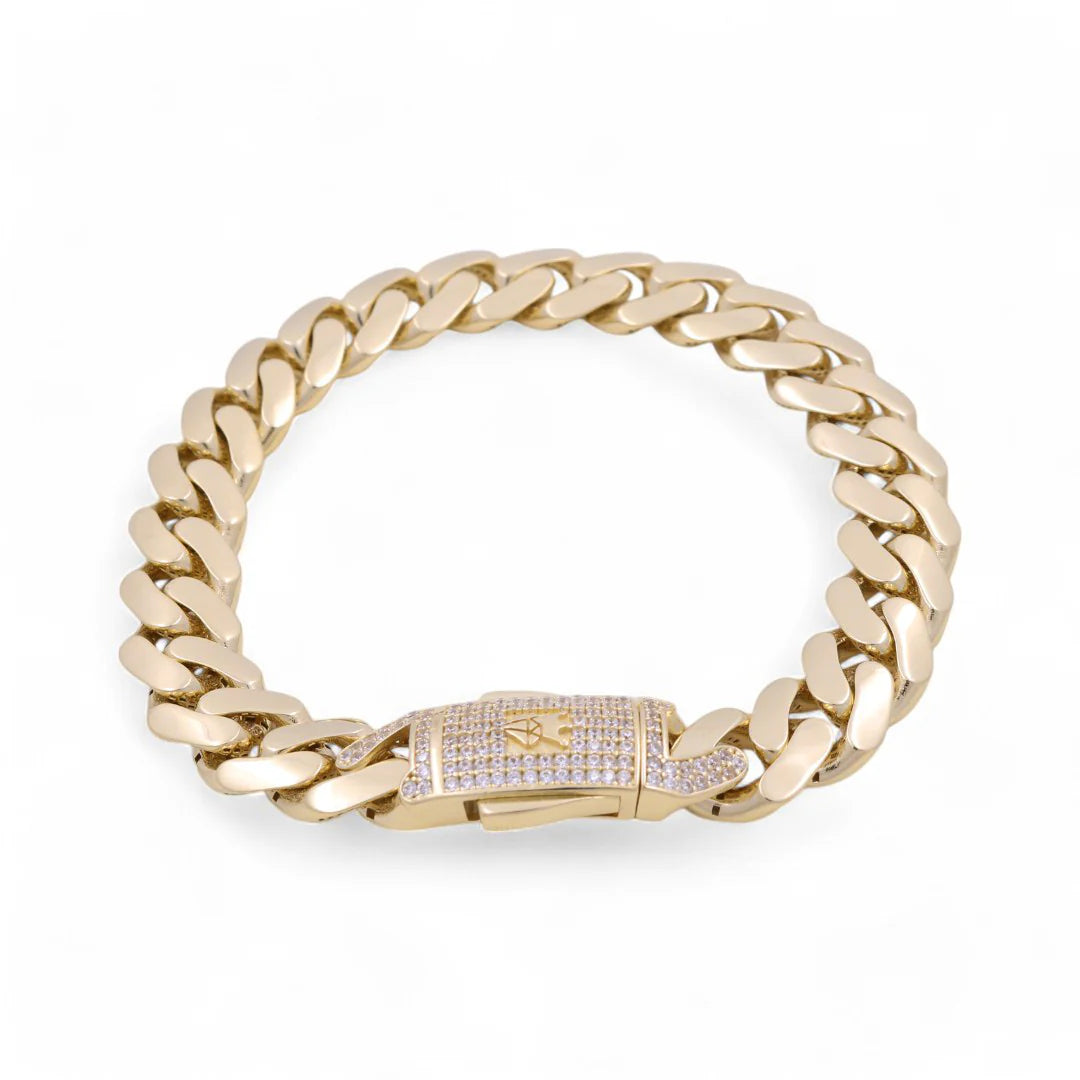 10K Yellow Gold Monaco Semisolid Men's Bracelet / Stone: Cz / Size: 11mm 8.5" / Weight: 16.7 GR / COMB0MON11-8.5