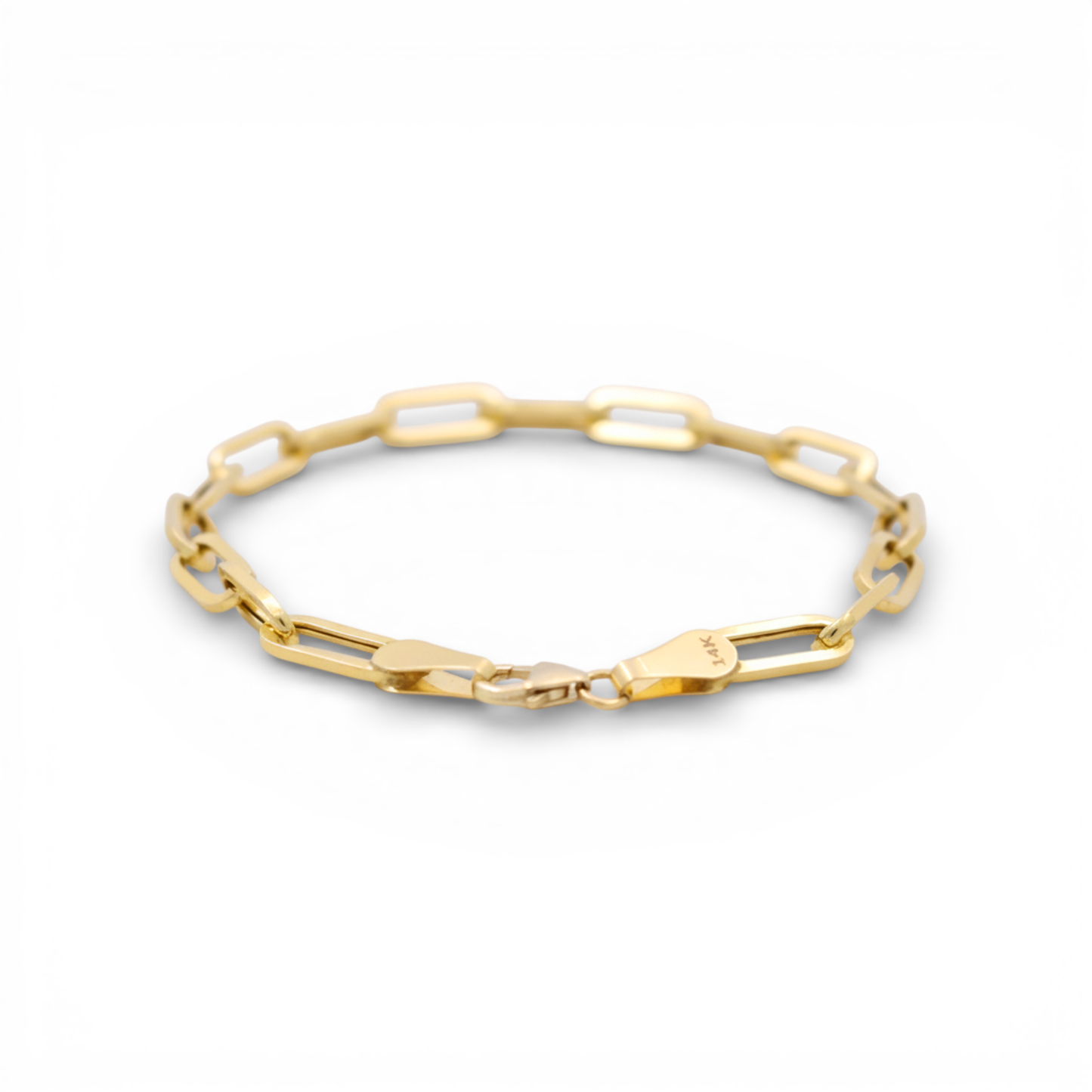 14K Yellow Gold Paper Clip Bracelet / Size: 4MM 7.5" / Weight: 2.6 GR / COWB4PC4-7.5