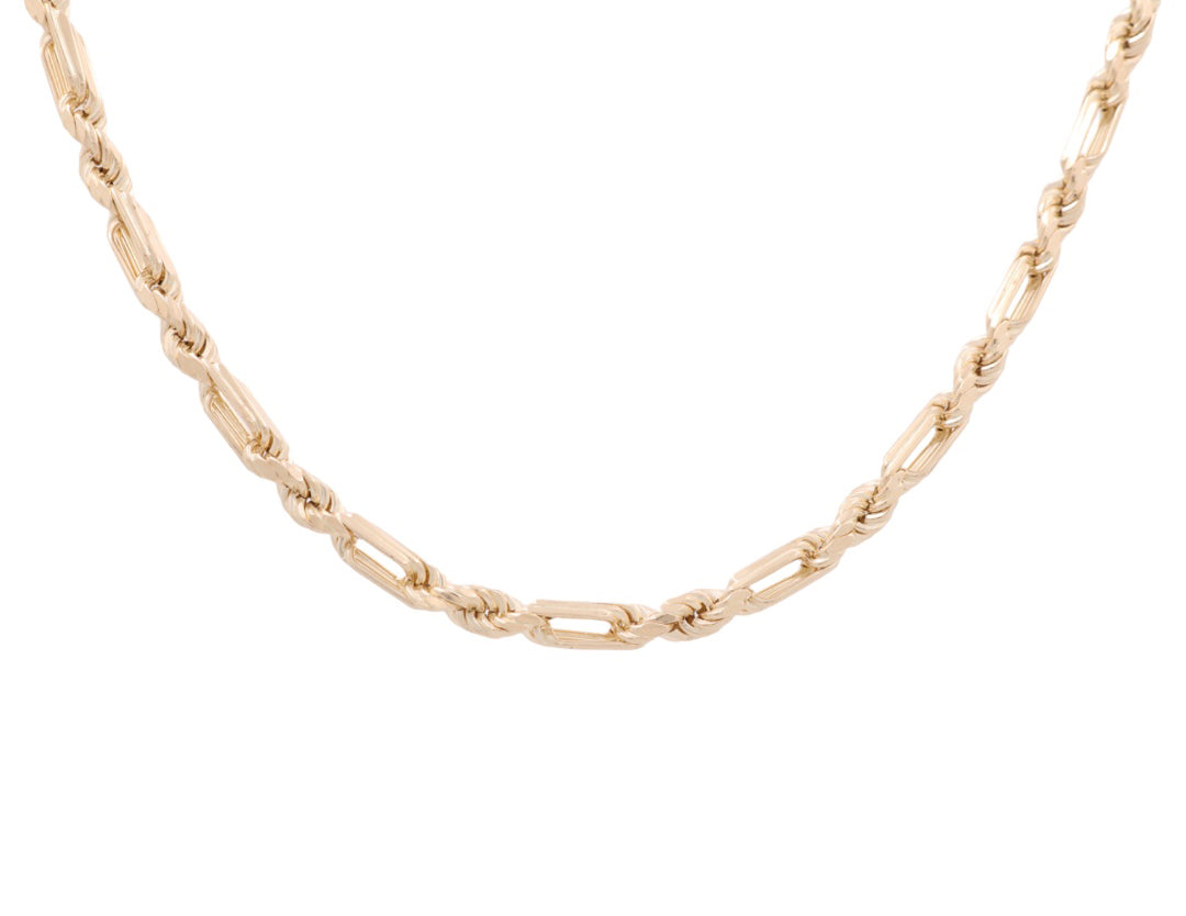 14K Yellow Gold Solid Figaro Rope Chain / Size: 4MM 22” / Weight: 24.9 GR / CSCH4FP4-22
