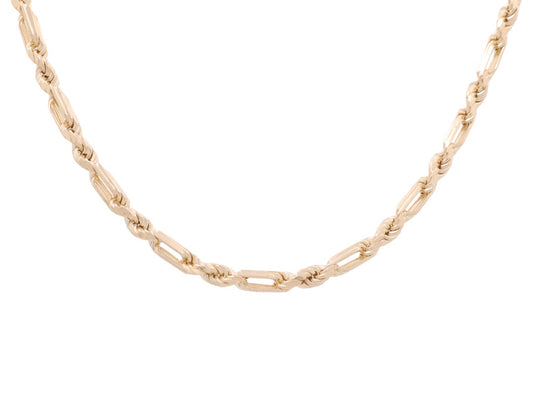 14K Yellow Gold Solid Figaro Rope Chain / Size: 4MM 22” / Weight: 24.9 GR / CSCH4FP4-22