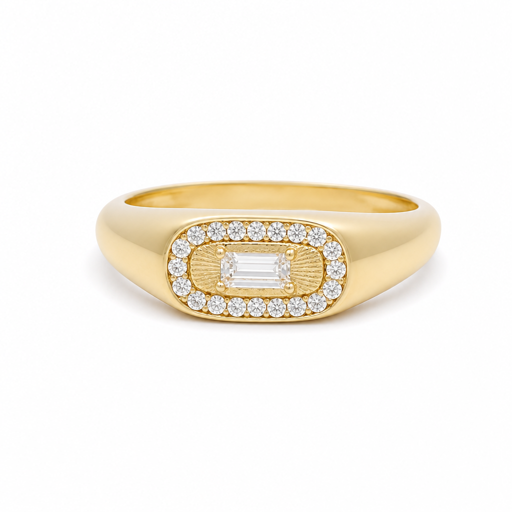 10K Yellow Gold Fashion Women's Ring with Cz Stone / Size: 8 / Weight: 1.8 GR / CQWR0FS-36