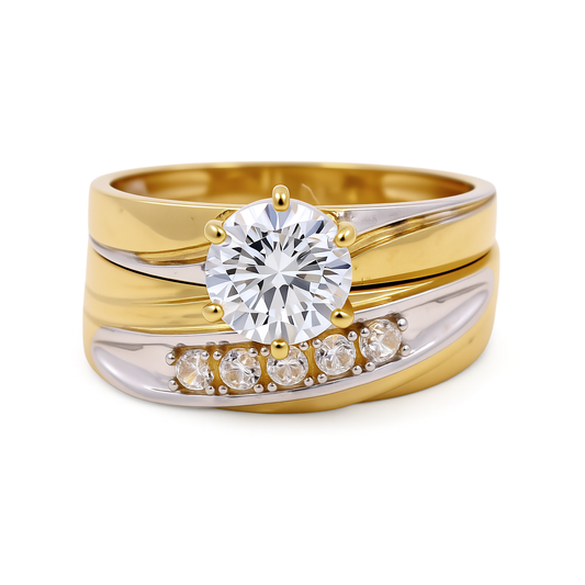 14K Yellow and White Gold Women’s Bridal Set / Stone: Cz / Size: 7 / Weight: 4.2 GR / CEEWRTT4BS-4