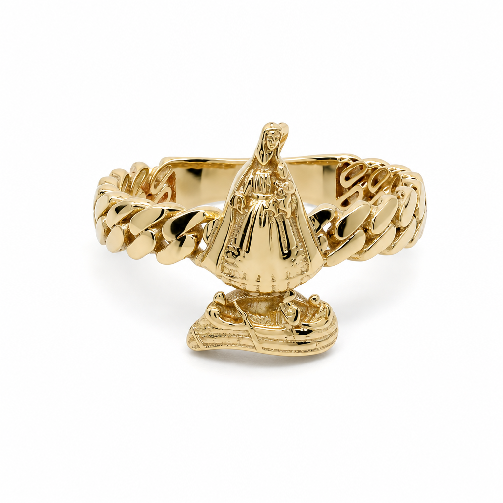 10K Yellow Gold Women's Ring Virgen de la Caridad / Size: 8 / Weight: 2.8 GR / DQWR0VC