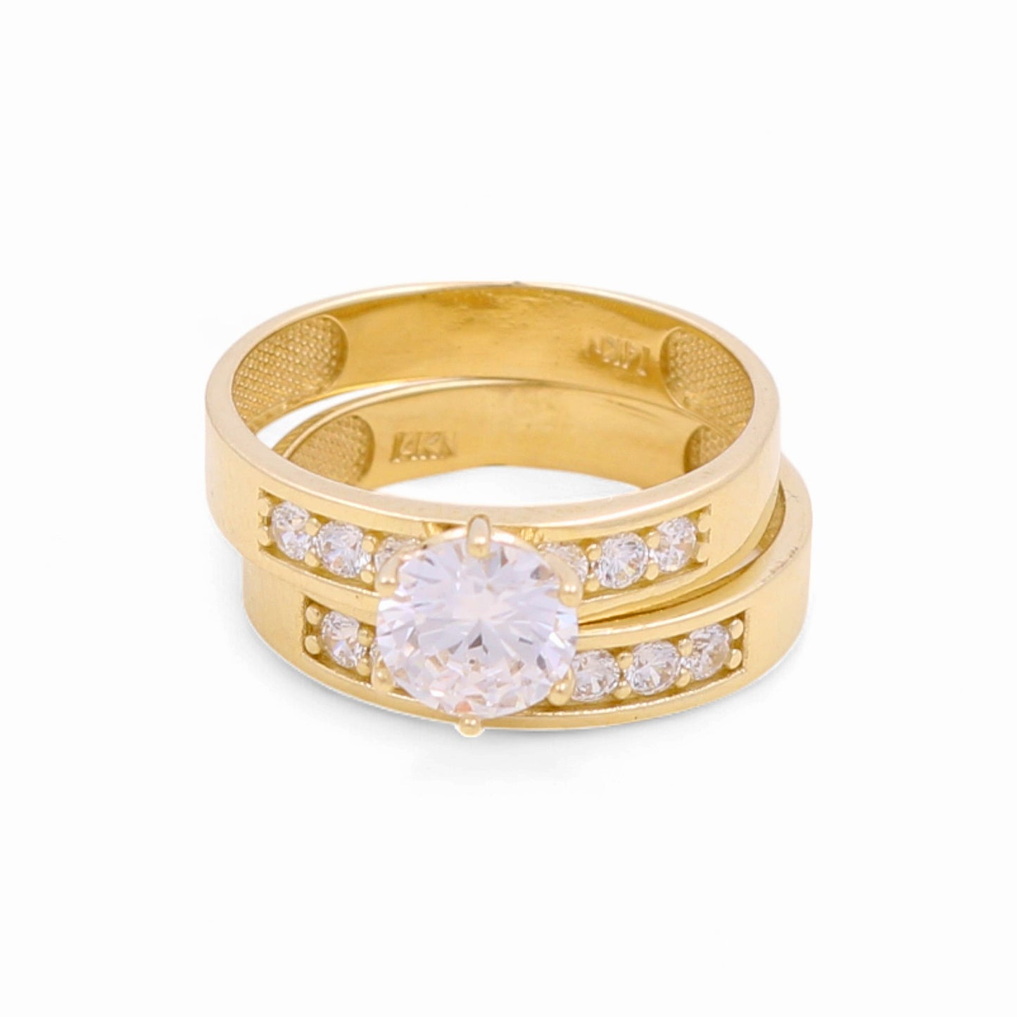 14K Yellow Gold Women’s Bridal Set / Stone: Cz / Size: 7.5 / Weight: 4.1 GR / CEEWR4BS-16