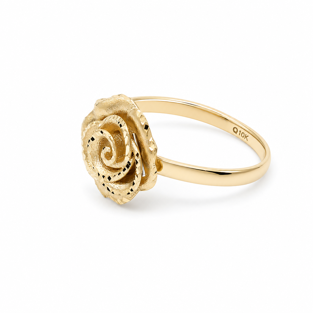 10K Yellow Gold Flower Women's Ring / Size: 7 / Weight: 2 GR / DQWR0FL-4