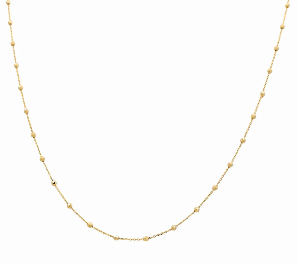 14K Yellow Gold Fancy Link Chain with Diamond Cut Balls / Size: 1MM 20” / Weight: 3.6GR / DCCH4FL1-20