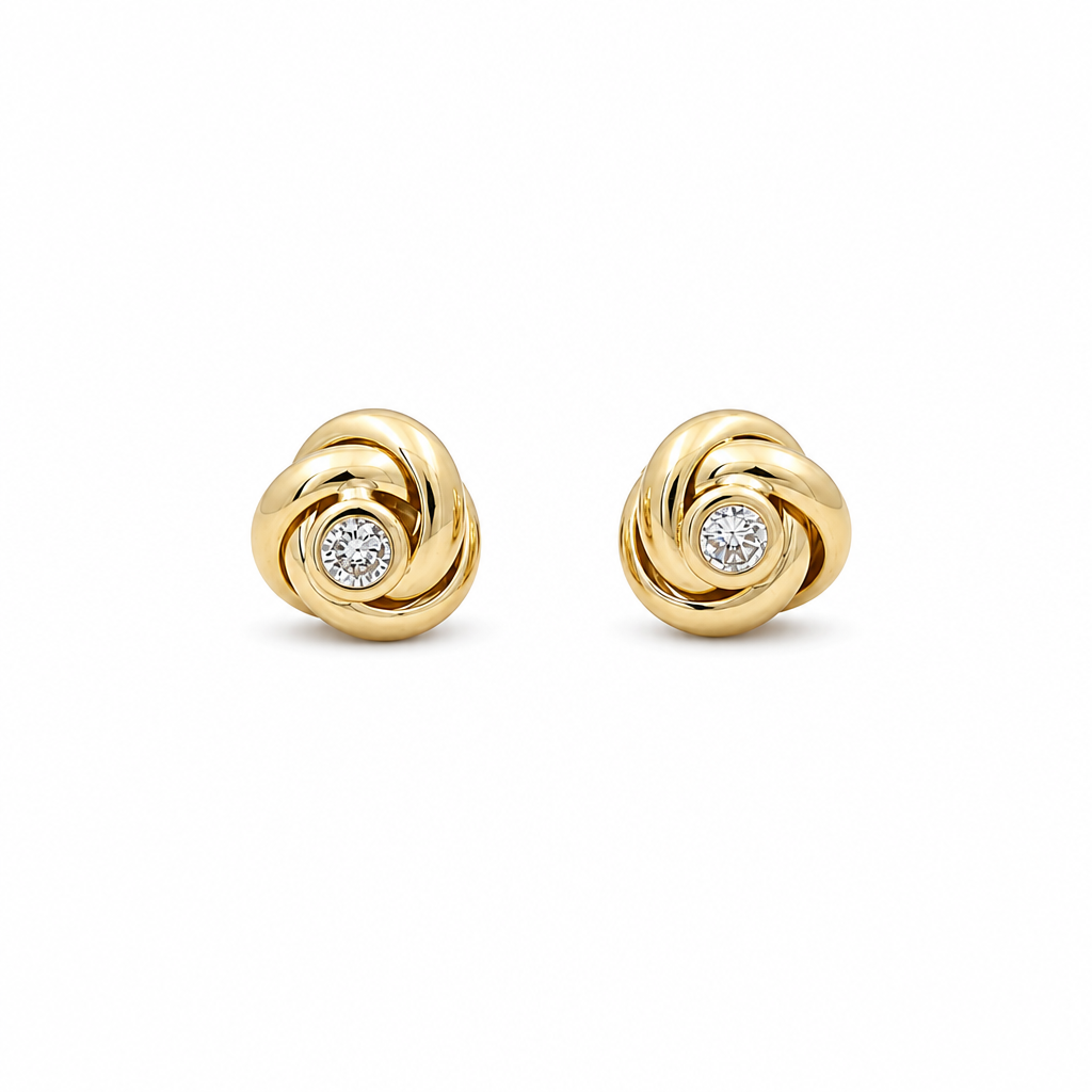 10K Yellow Gold Knot Earrings with Cz / Weight: 2.3 GR / ORC264