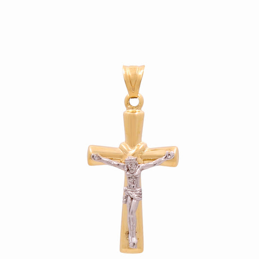 14K Yellow and White Gold Cross with Christ Pendant / Weight: 1.9 GR / 602-00023
